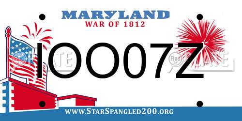 IOO07Z Maryland License Plate
