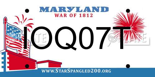 IOQ07T Maryland License Plate