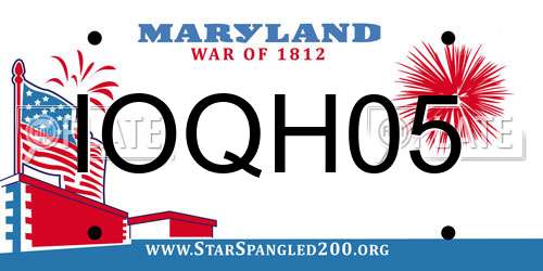 IOQH05 Maryland License Plate