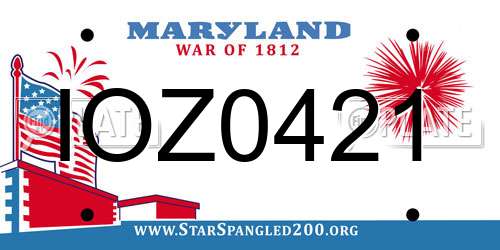 IOZ0421 Maryland License Plate