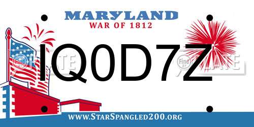 IQ0D7Z Maryland License Plate