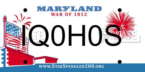 IQ0H0S Maryland License Plate
