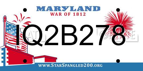 IQ2B278 Maryland License Plate