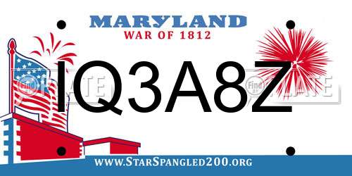 IQ3A8Z Maryland License Plate