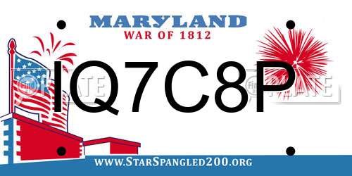 IQ7C8P Maryland License Plate