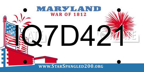 IQ7D421 Maryland License Plate