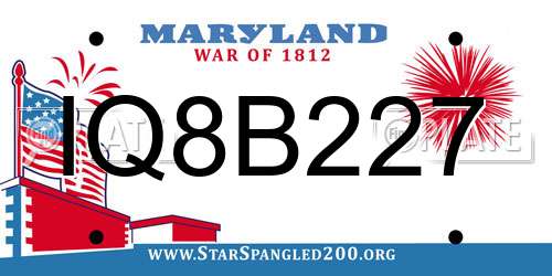 IQ8B227 Maryland License Plate