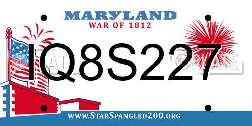 IQ8S227 Maryland License Plate
