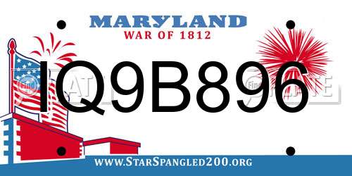 IQ9B896 Maryland License Plate