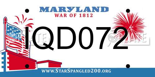 IQD072 Maryland License Plate