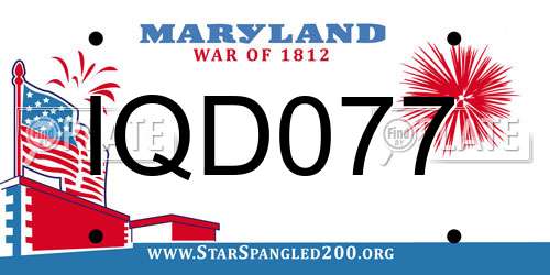 IQD077 Maryland License Plate