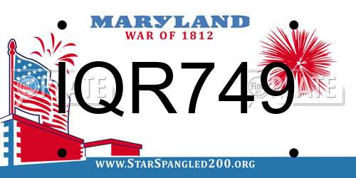 IQR749 Maryland License Plate