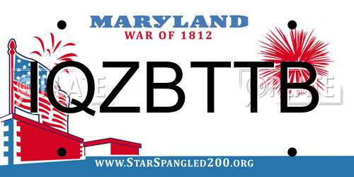 IQZBTTB Maryland License Plate