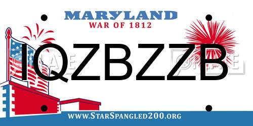 IQZBZZB Maryland License Plate