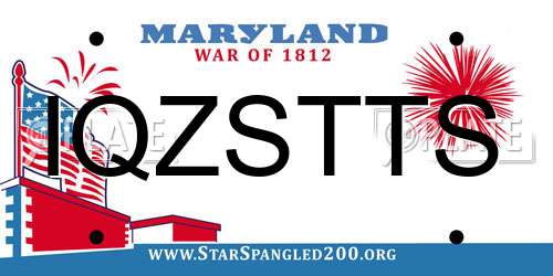 IQZSTTS Maryland License Plate