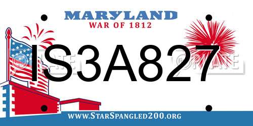 IS3A827 Maryland License Plate