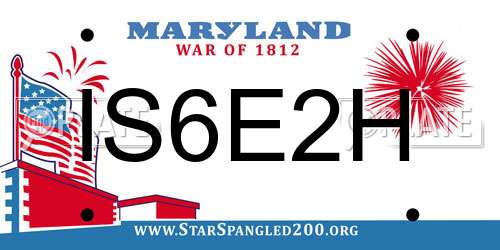 IS6E2H Maryland License Plate