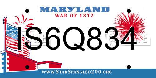 IS6Q834 Maryland License Plate