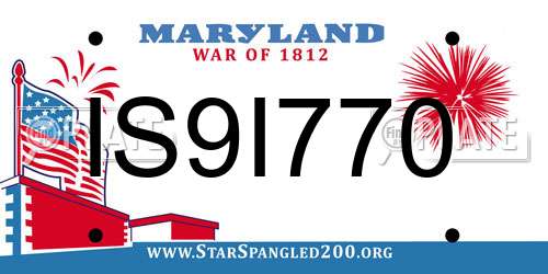 IS9I770 Maryland License Plate