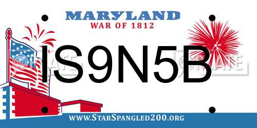 IS9N5B Maryland License Plate