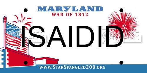 ISAIDID Maryland License Plate