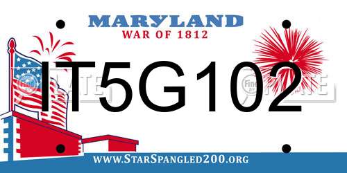 IT5G102 Maryland License Plate