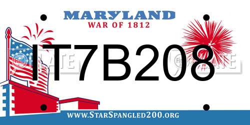 IT7B208 Maryland License Plate