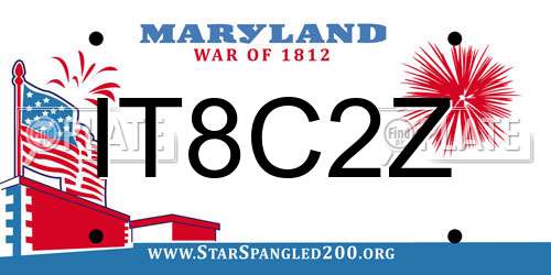 IT8C2Z Maryland License Plate