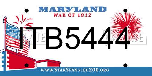 ITB5444 Maryland License Plate