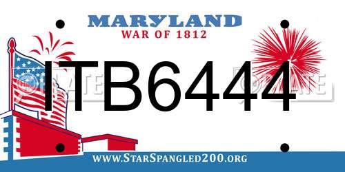ITB6444 Maryland License Plate