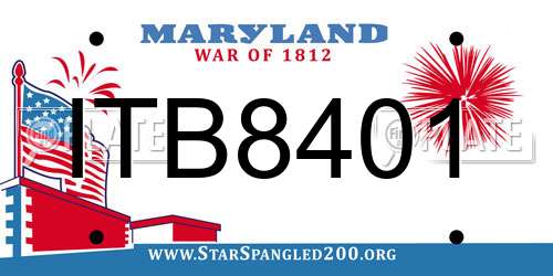 ITB8401 Maryland License Plate