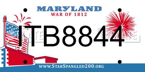 ITB8844 Maryland License Plate