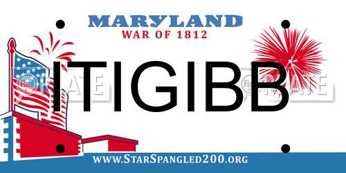 ITIGIBB Maryland License Plate