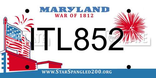 ITL852 Maryland License Plate