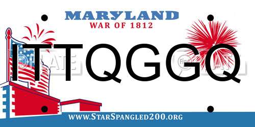 ITTQGGQ Maryland License Plate