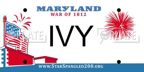 IVY Maryland License Plate