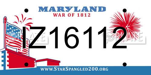 IZ16112 Maryland License Plate