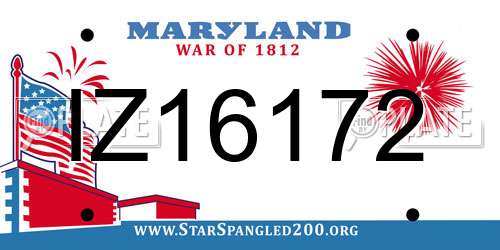 IZ16172 Maryland License Plate