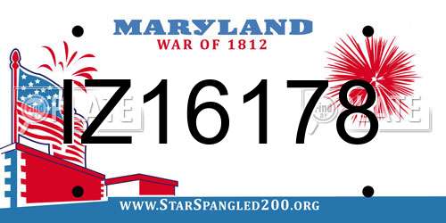 IZ16178 Maryland License Plate