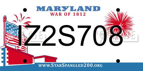 IZ2S708 Maryland License Plate