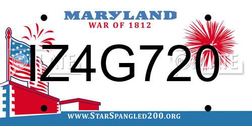 IZ4G720 Maryland License Plate