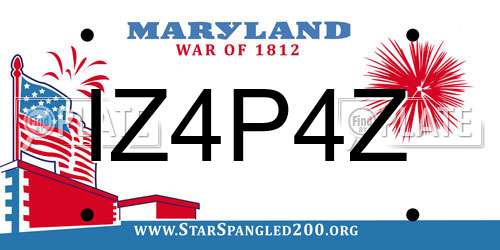IZ4P4Z Maryland License Plate