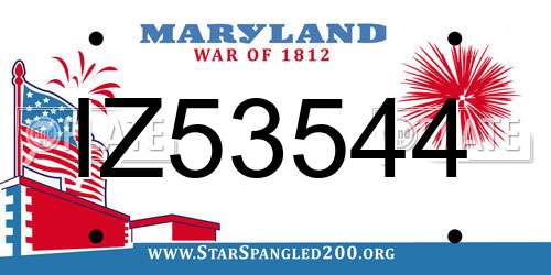 IZ53544 Maryland License Plate