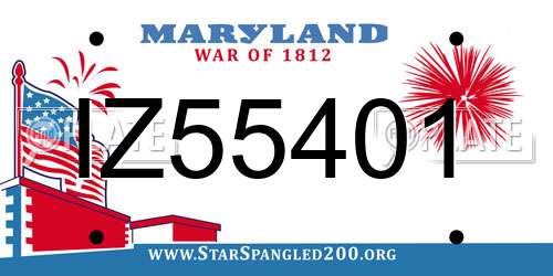 IZ55401 Maryland License Plate
