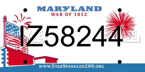 IZ58244 Maryland License Plate