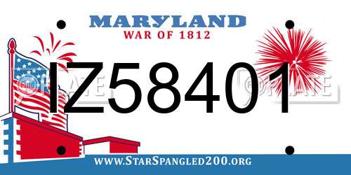 IZ58401 Maryland License Plate