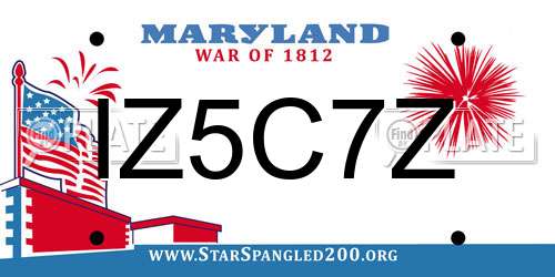 IZ5C7Z Maryland License Plate