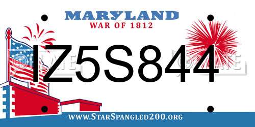 IZ5S844 Maryland License Plate