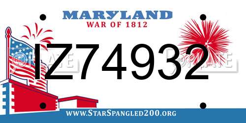 IZ74932 Maryland License Plate
