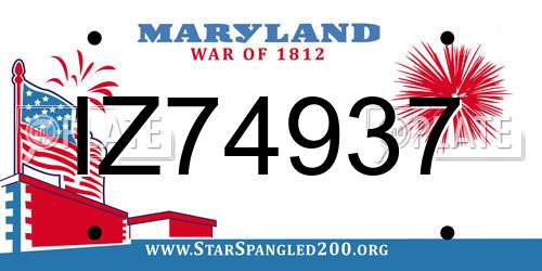 IZ74937 Maryland License Plate